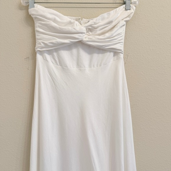 Petal + Pup Rosetta White Strapless Midi Dress Twist Front Cotton Linen US 4 - Picture 4 of 12